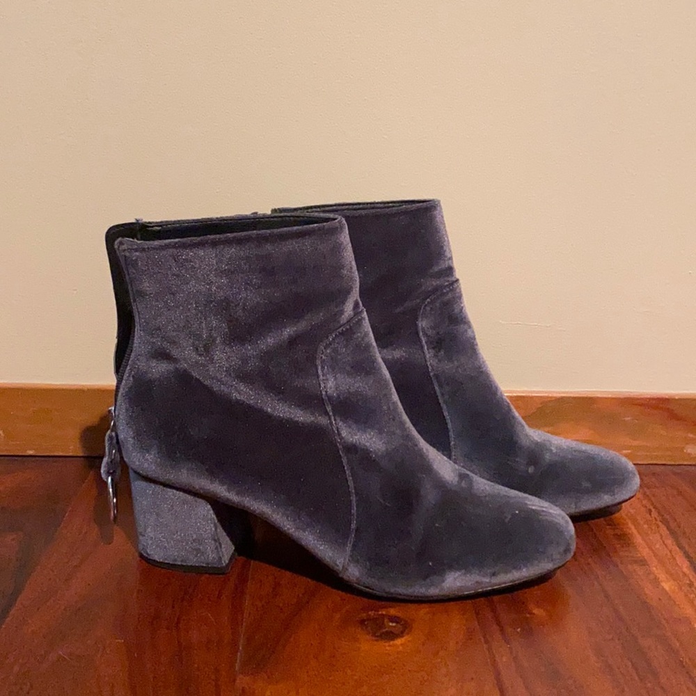 Grey suede booties